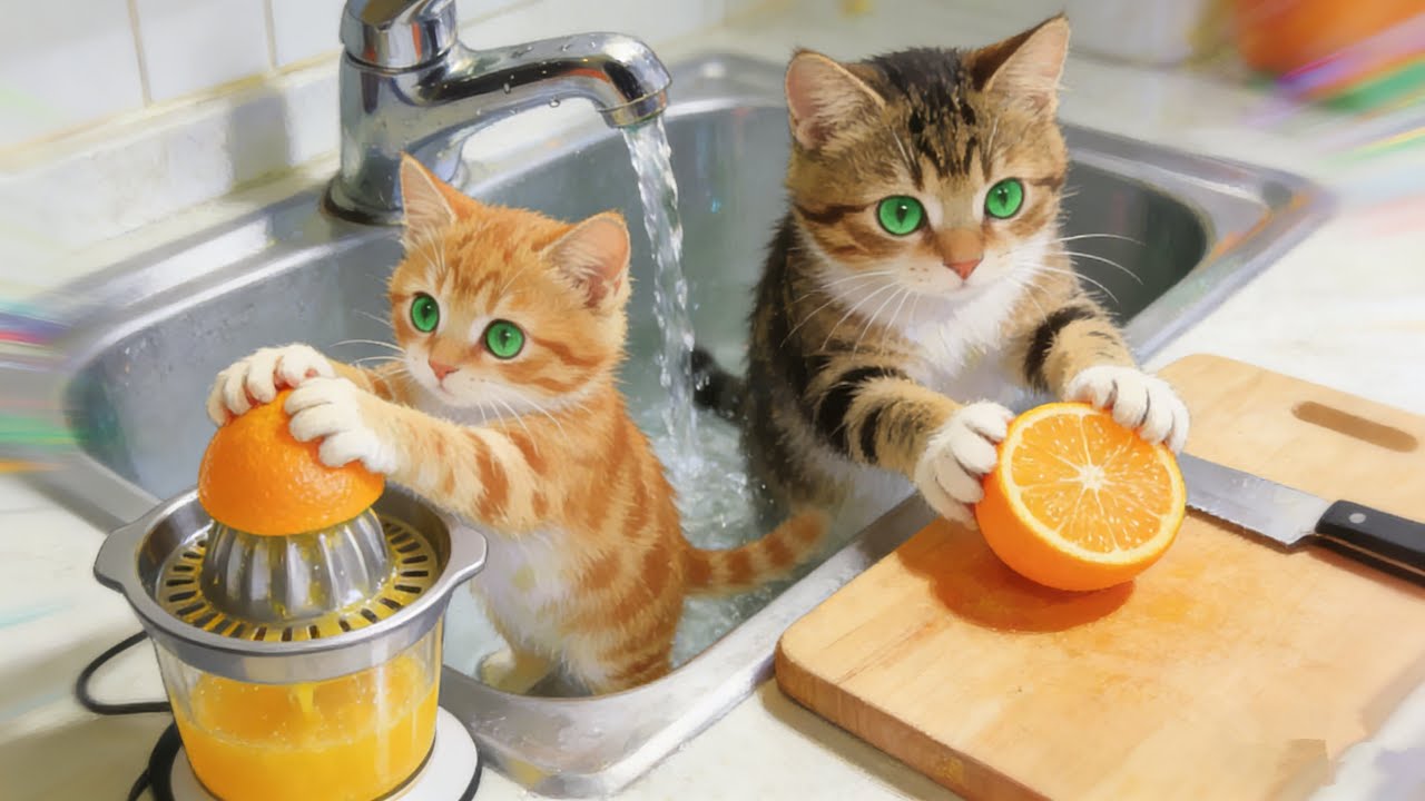 Mama Cat Trims Fur on the Farm and Makes Tiger Hat For Kittens At Home #ai #aistory #cat #video