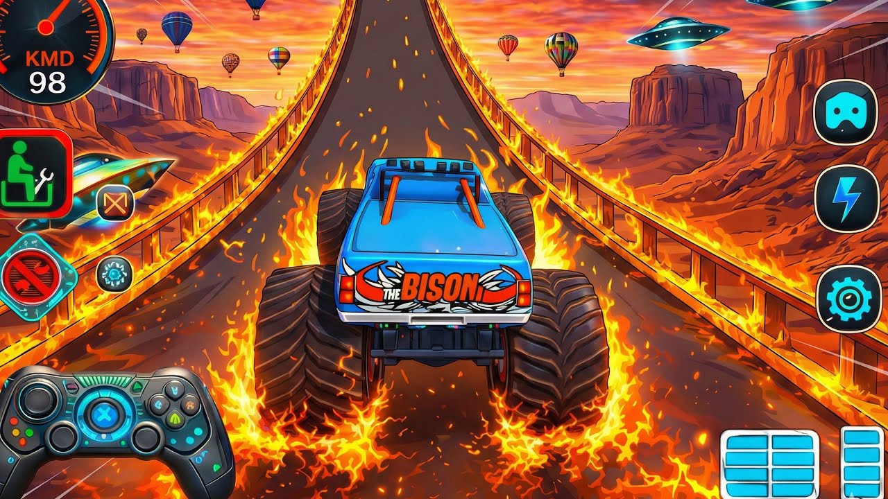 Mega Ramp Challenge! Super Crazy GT Monster Truck Racing Stunts | Android Gameplay #3 Skeleton Play