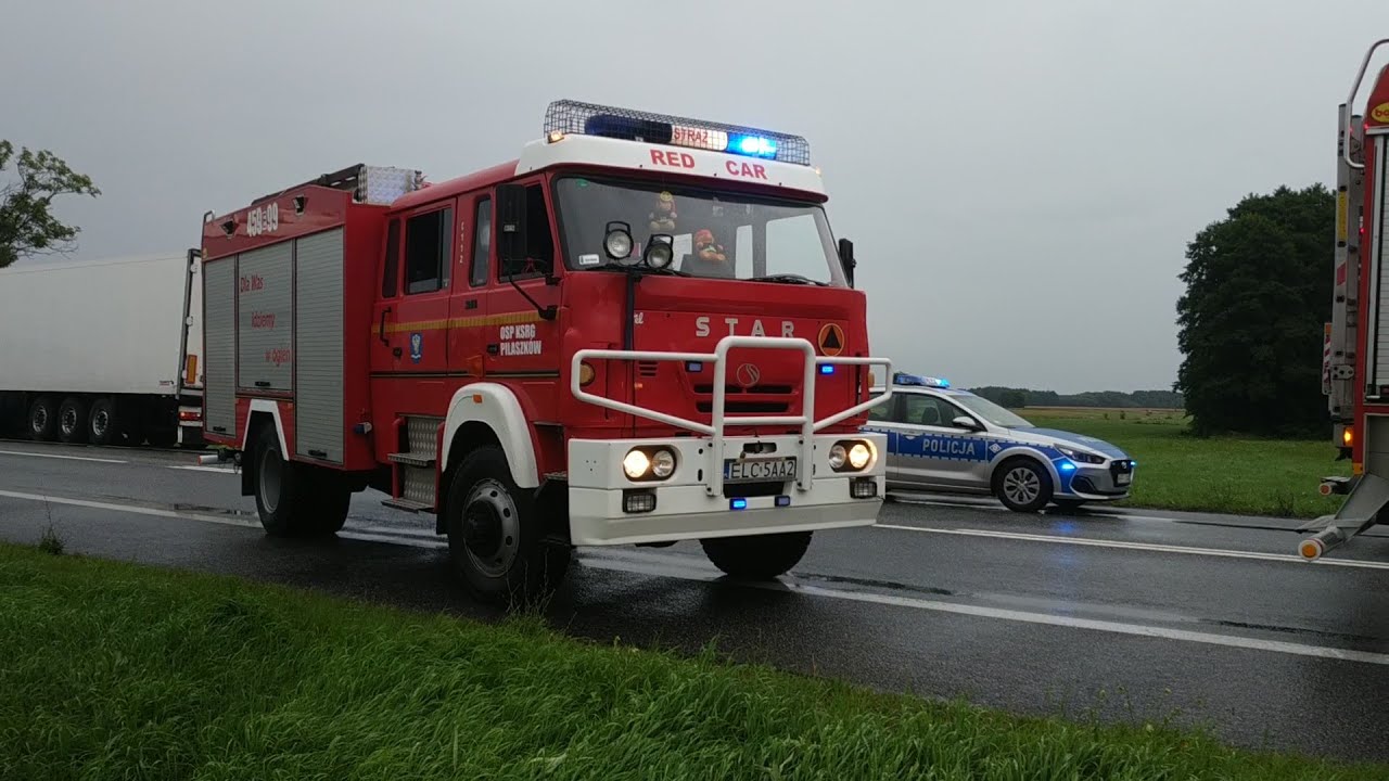 Wypadek drogowy w Jamnie, DK14 20.07.2020 - Alarmowo zastęp OSP Pilaszków, 2 karetki i policja.