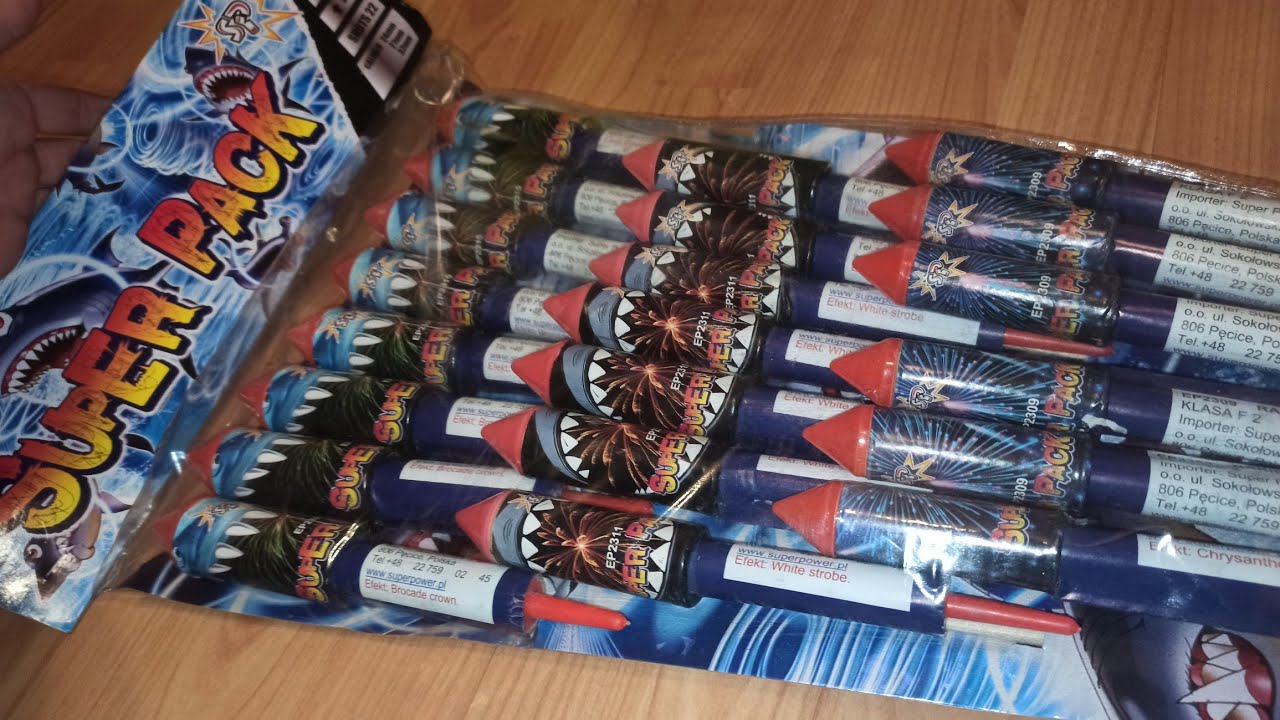 BARDZO DUŻY ZESTAW 22 RAKIET! Super Pack od Super Power! TYLKO 3 EFEKTY - Test fajerwerki petardy
