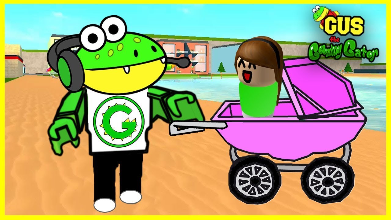 Let's Play Roblox Work at a Pizza place and Adopt a baby with VTubers Gus the Gummy Gator