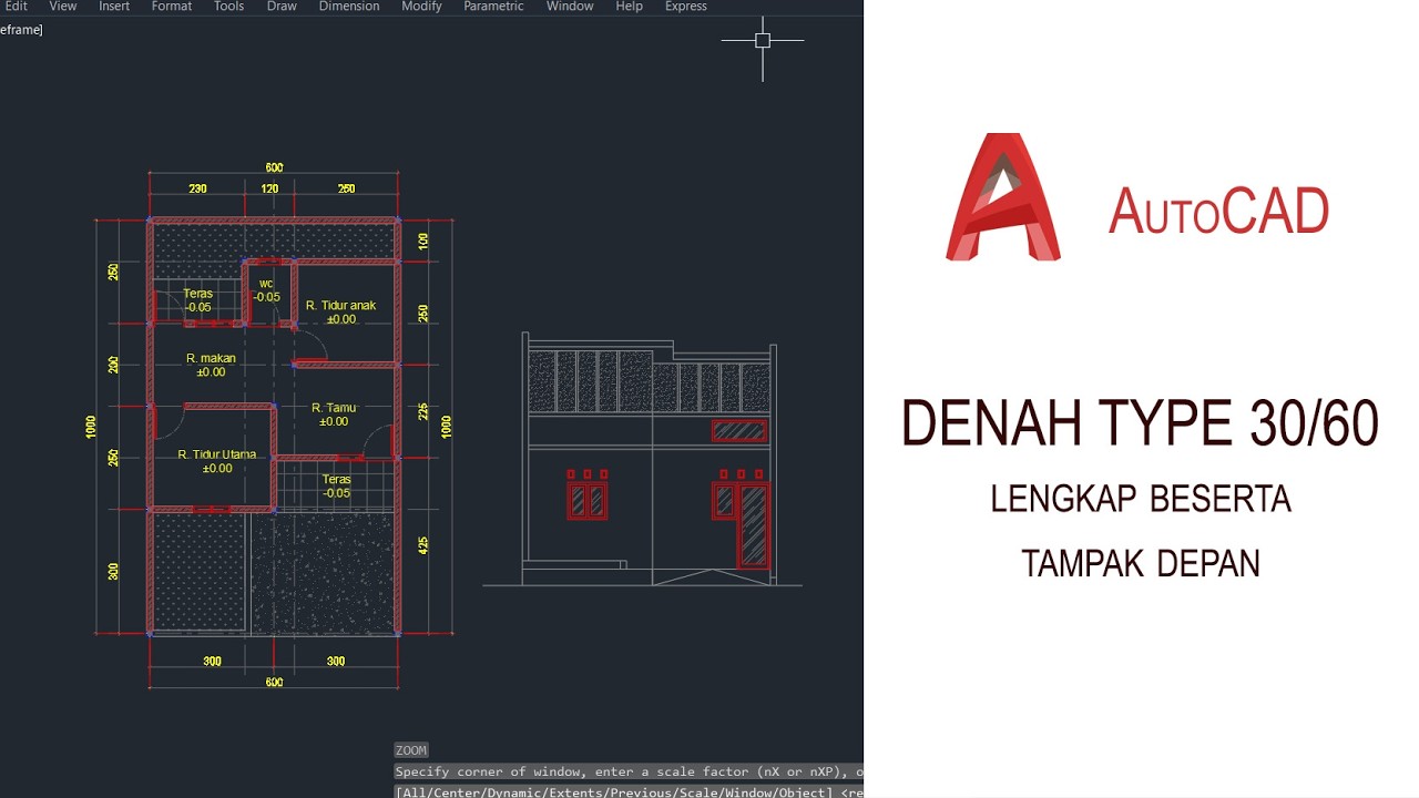 Cara cepat buat denah Type 30/60 lengkap dengan Tampak | Autocad Tutorial