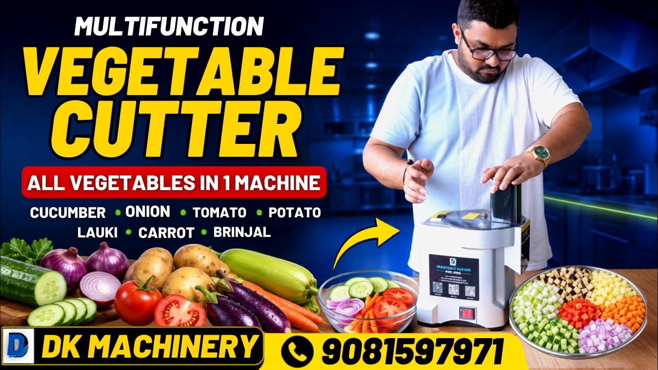 ⚙️ Multifunction Vegetable Cutter Machine | All Vegetable Cutting Demo | DK Machinery