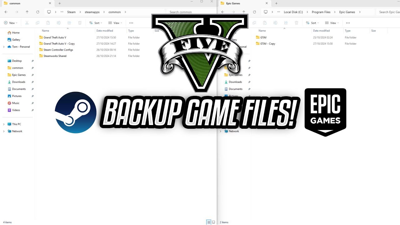 How to Backup GTA V Game Files on Steam & Epic Games | Step-by-Step Tutorial
