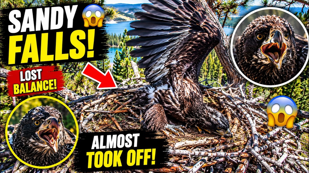 Sandy Flapped HARD&hellip; But Lost Balance At The Edge 😳💥 Sandy's Risky Nest Edge Attempt 😬🪶 COLSE UP LOOK