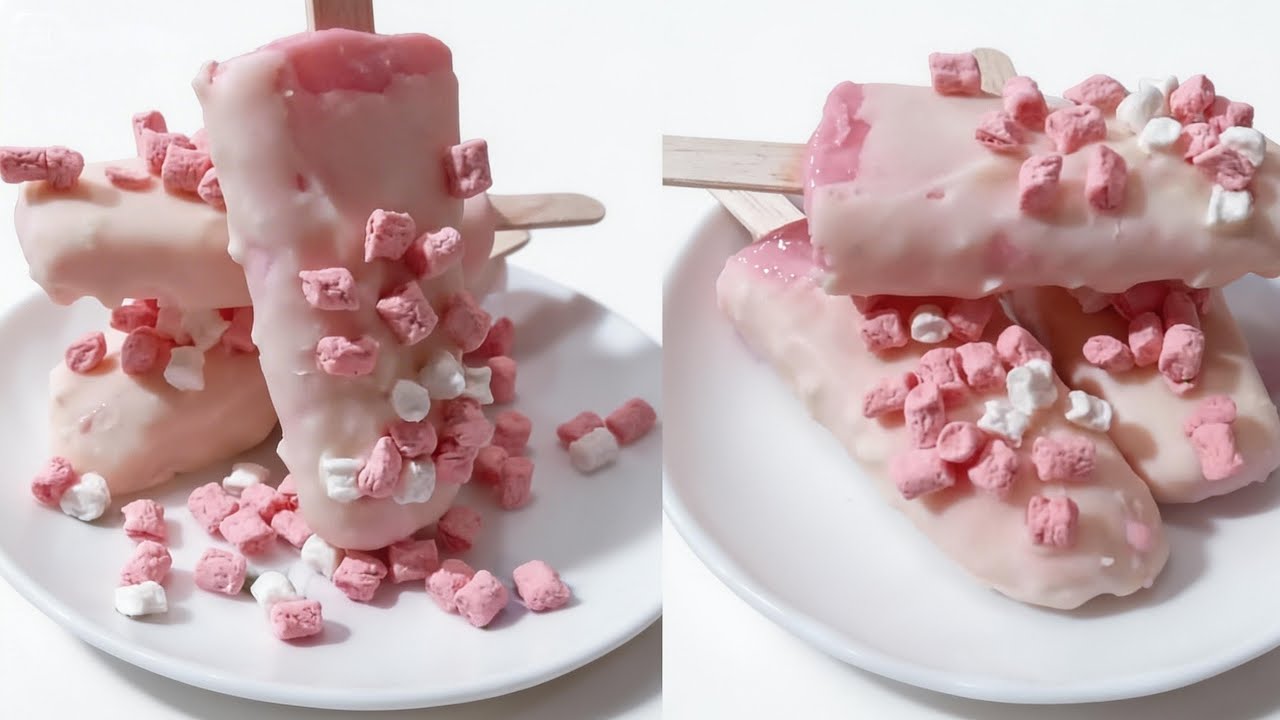 Es Stik susu strawberry | Tampak Mewah dengan Bahan Seadanya 