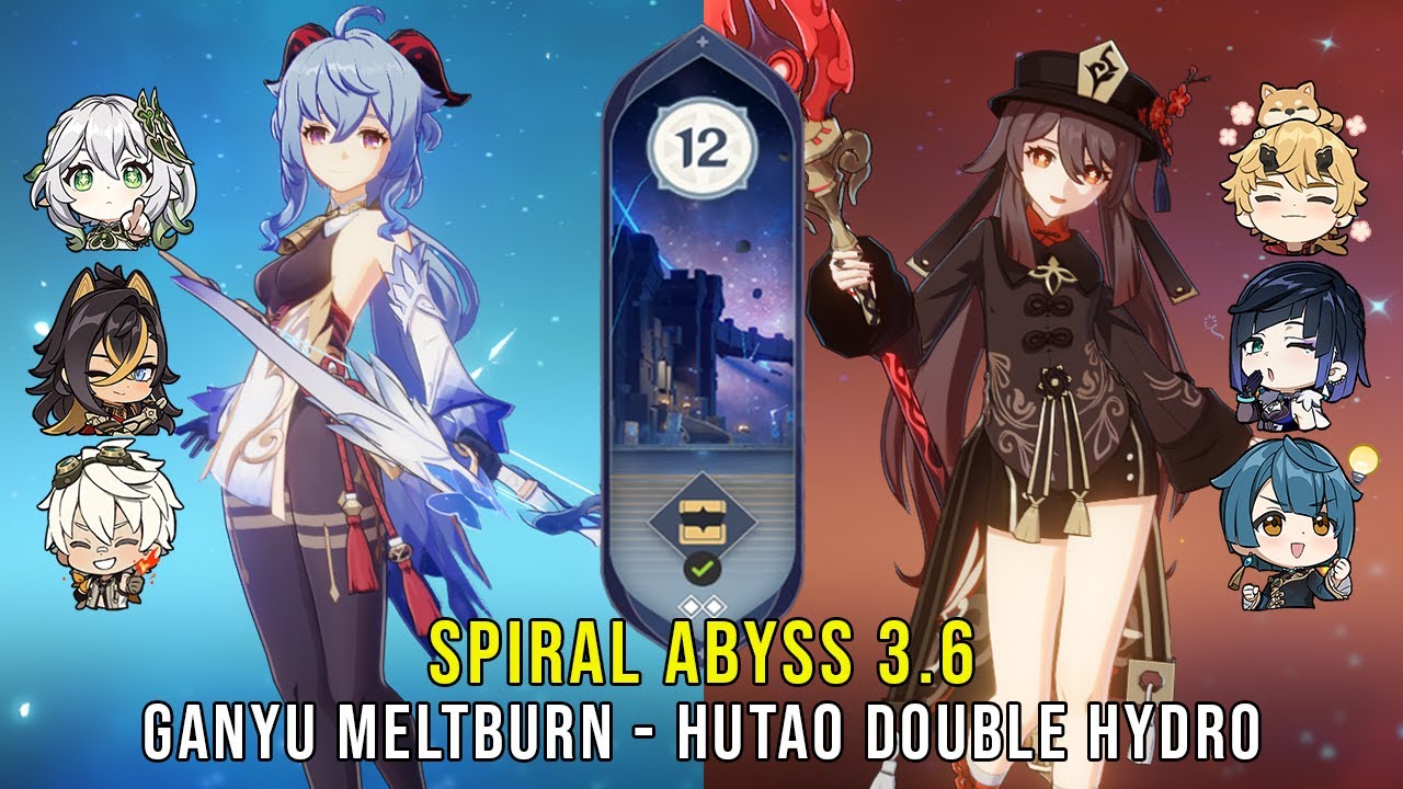 C0 Ganyu MeltBurn and C1 Hutao Double Hydro - Genshin Impact Abyss 3.6 - Floor 12 9 Stars