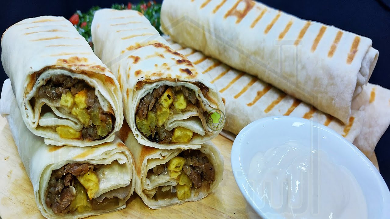 شاورما لحم كص لحم عراقي بدون فرن على الطباخ