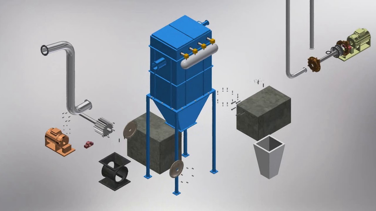 3d Model Animation - Dust Collector Assemble