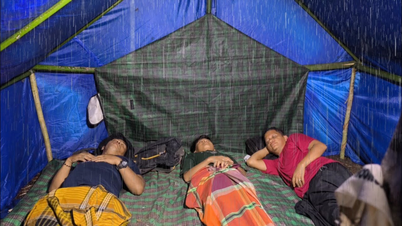 diguyur hujan deras, petir dan badai camping & Fishing, tidur nyenyak sampai pagi