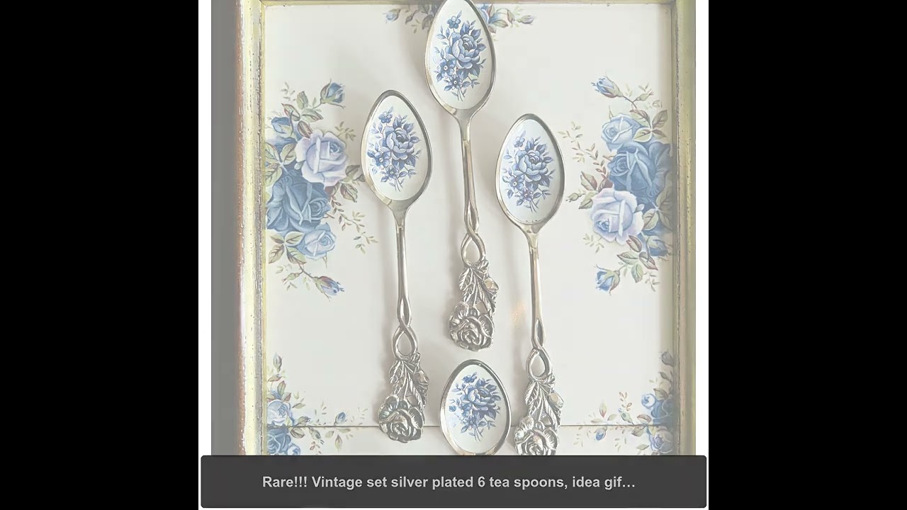 Rare!!! Vintage set silver plated 6 tea spoons, idea gift, play video