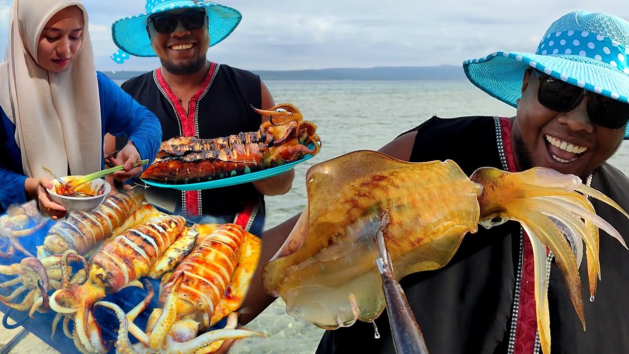 Bule nangkap Cumi samping Kebun Kakek, banyak gurita, kepiting, Ikan bermain di Pinggiran 🦑🐙🐟🦀