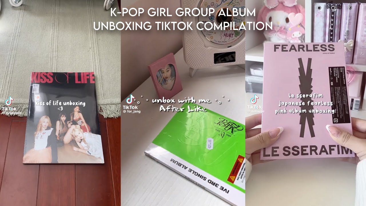 K-POP GIRL GROUP ALBUM UNBOXING TIKTOK COMPILATION (asmr)