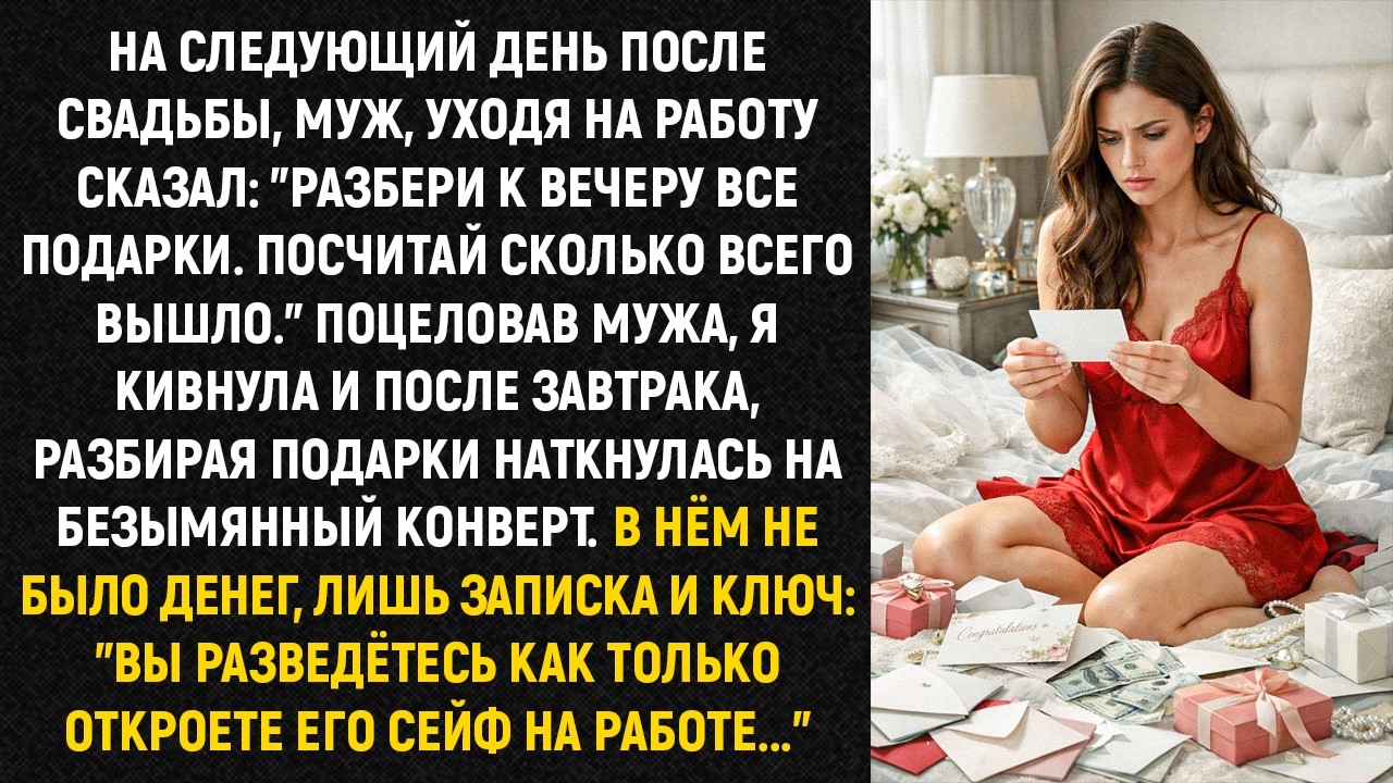 На следующий день после свадьбы, муж, уходя на работу сказал: 