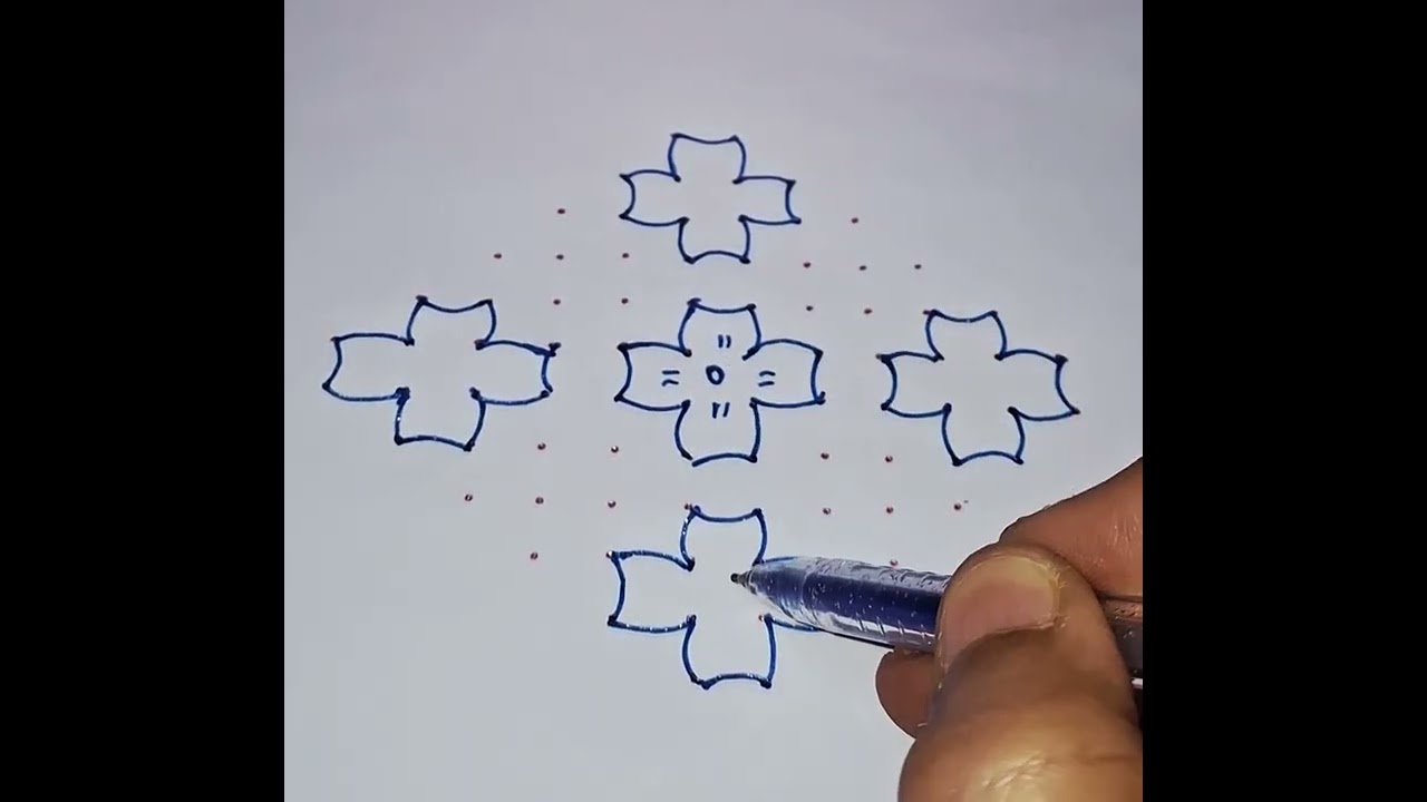 12×2 dots Rangoli #Small Rangoli #art #dialyrangoli #Easy Rangoli #Rangoli for beginners 