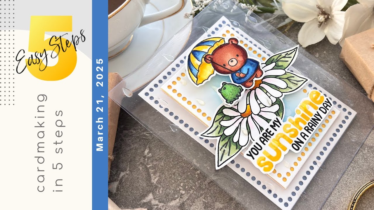 CARDMAKING IN 5 EASY STEPS | Making a CLEAR Card | Simon Says Stamp Rain Or Shine | 017