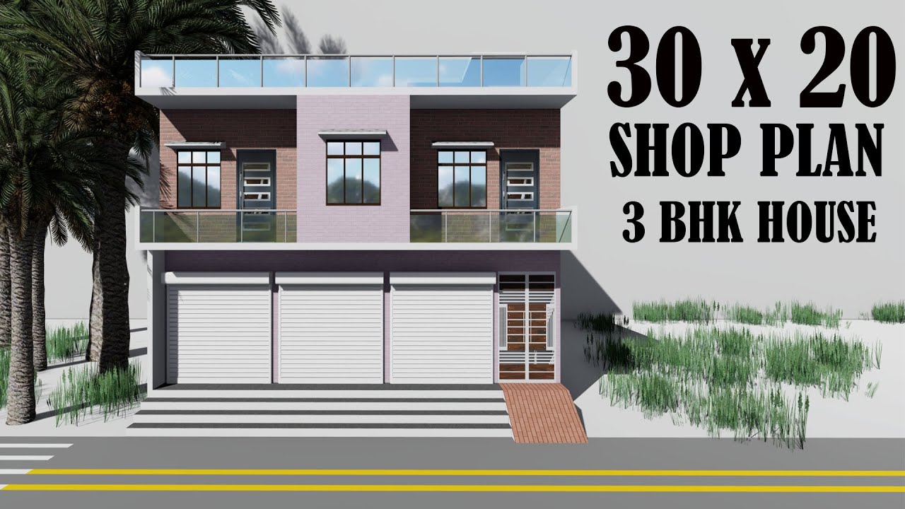 30x20 market house plan # 30 By 20 shop plan # 30*20 house plan