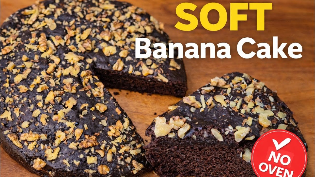 Chocolate Banana Cake Recipe | No Oven No Egg | Tea Time Cake | Eggless & Without Oven