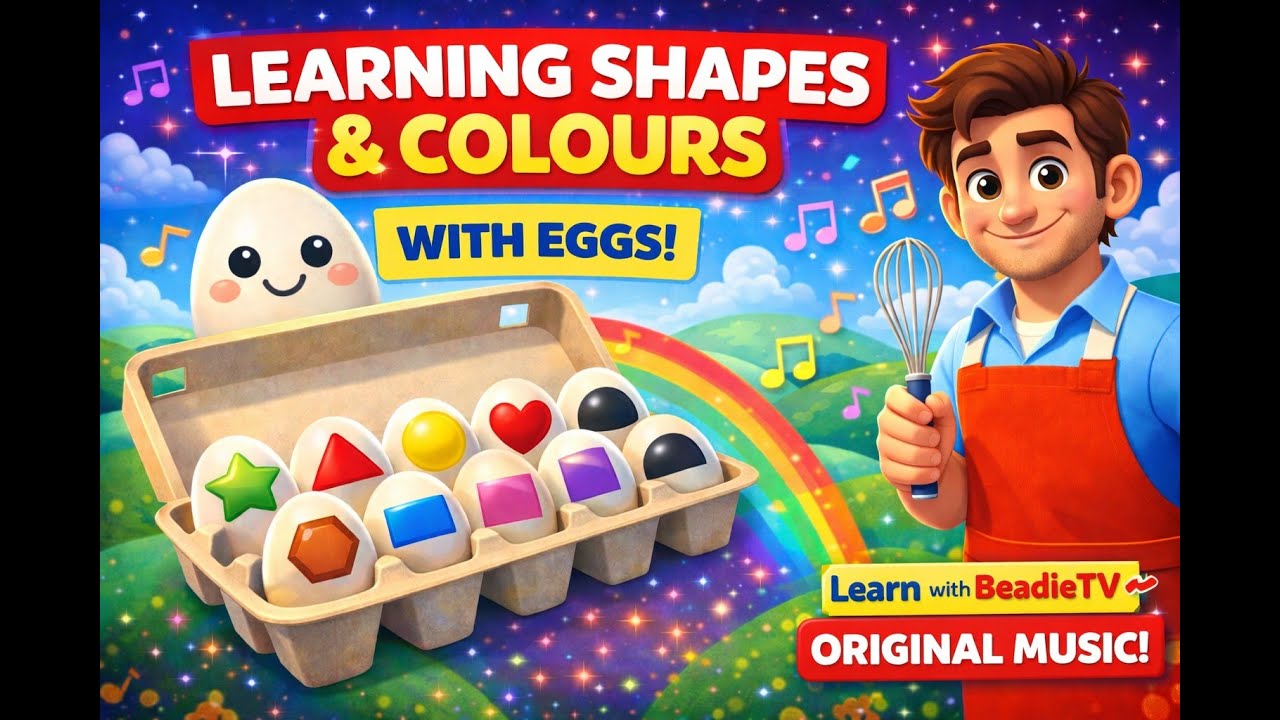 Learning Shapes & Colours with Eggs 🥚 | Baby Sensory | Original Music | Learn with BeadieTV