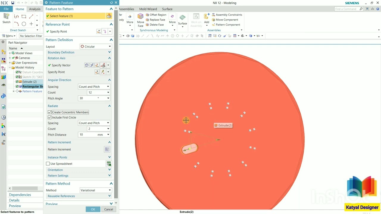 52. Circular Pattern in NX Siemens Mr-Katyal