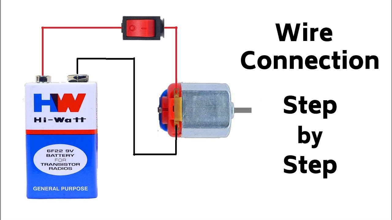 How to Connect a DC Motor to 9V Battery with On/Off Switch - Very Easy
