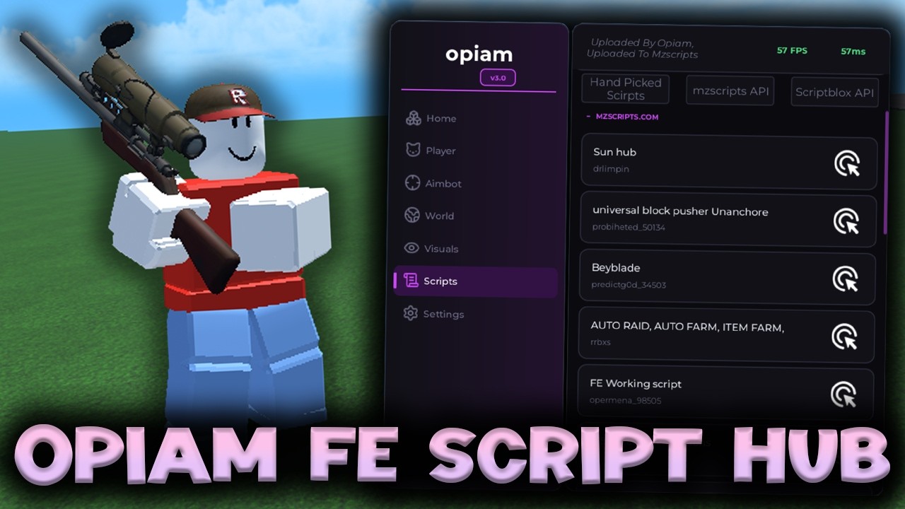 Opiam FE Script Hub - Эксплуатация уязвимостей в ROBLOX