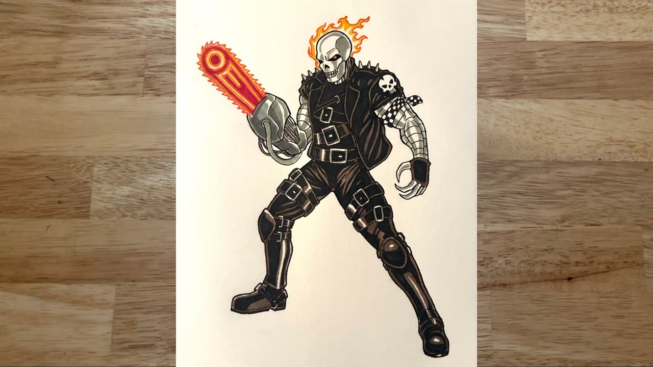 How to draw Ghost Rider 2099
