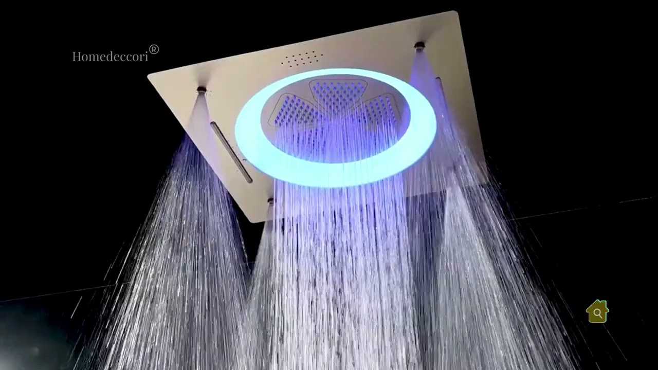 Ducha de Teto Embutir Inox 58x38 LED Bluetooth Atlas Spa