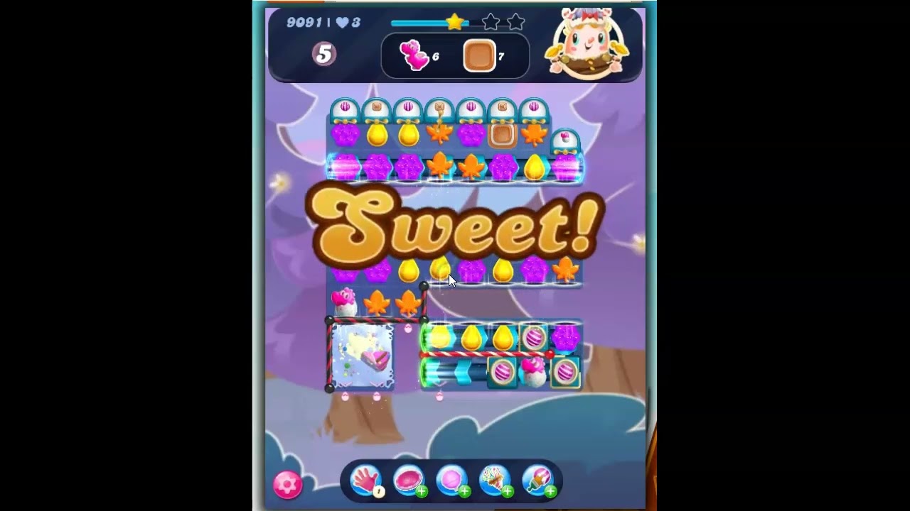 Candy Crush Saga Level  9091 No Boosters 10 Gold Bars