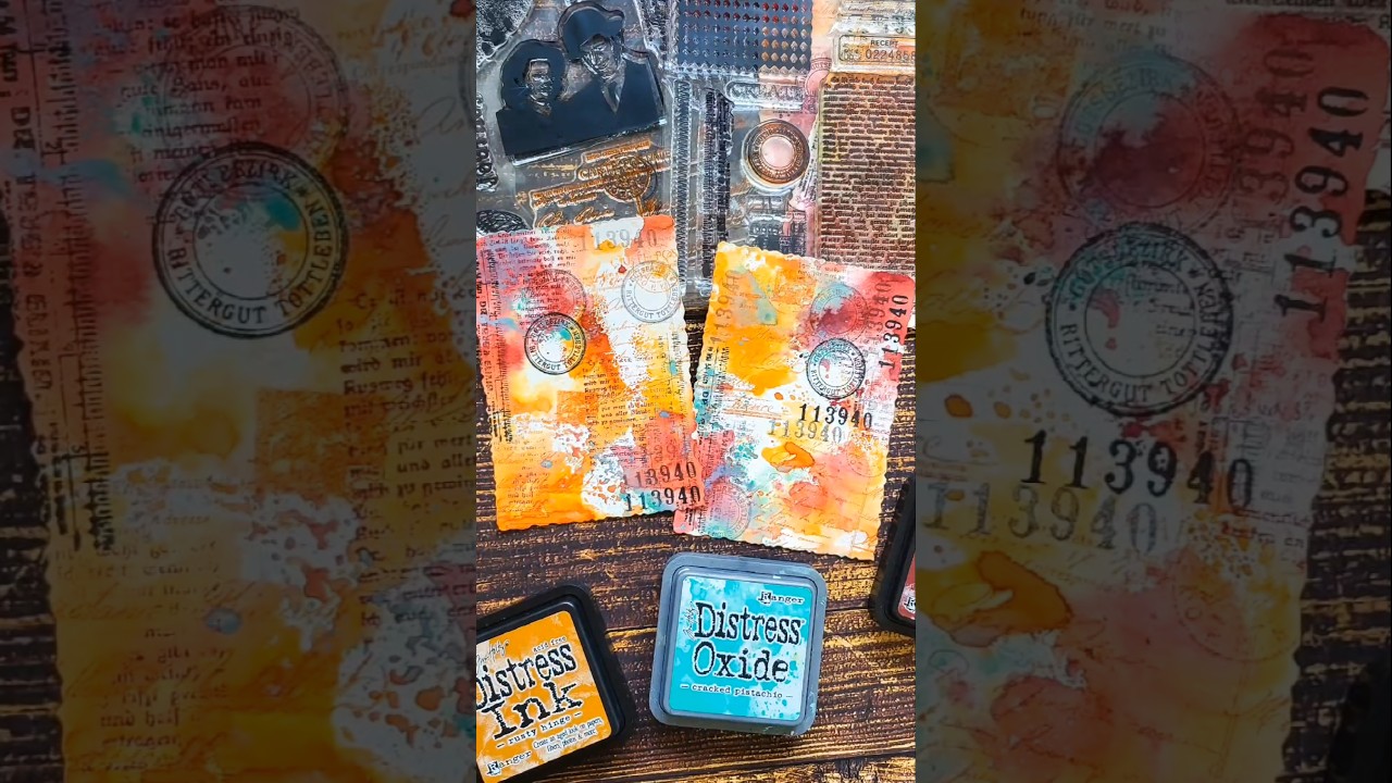 Easy mixed media backgrounds with Distress Inks and Stamps #cardmaking