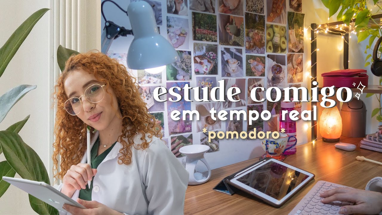 estude comigo em TEMPO REAL com barulho de chuva ☕📚 |metodo pomodoro & alarme |study with me