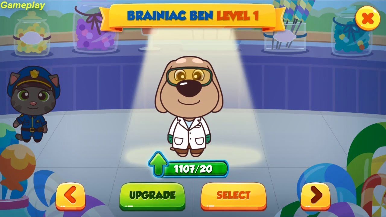 Talking Tom Candy Run Android Gameplay #5- BRAINIAC BEN