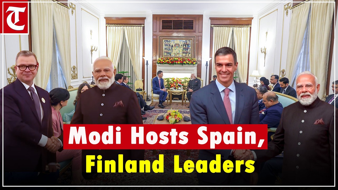 PM Modi Meets Spain & Finland Leaders at Hyderabad House, New Delhi