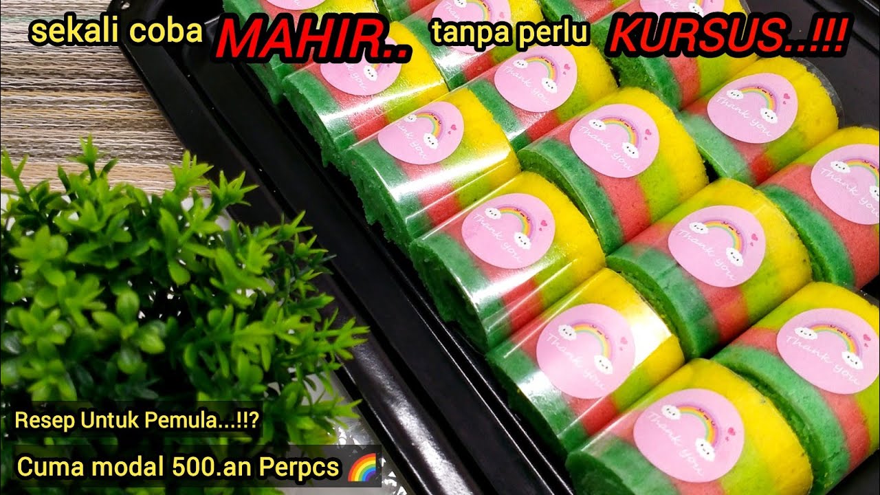 NGGA PERLU KURSUS, SEKALI COBA LANGSUNG MAHIR‼️RESEPNYA MUDAH DIINGAT‼️|| BOLU GULUNG MINI RAINBOW