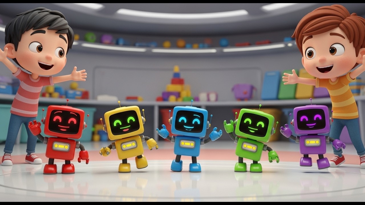 Cinco Pequeños Robots de Juguete Bip Bip Bip | Canción de Tecnología y Números