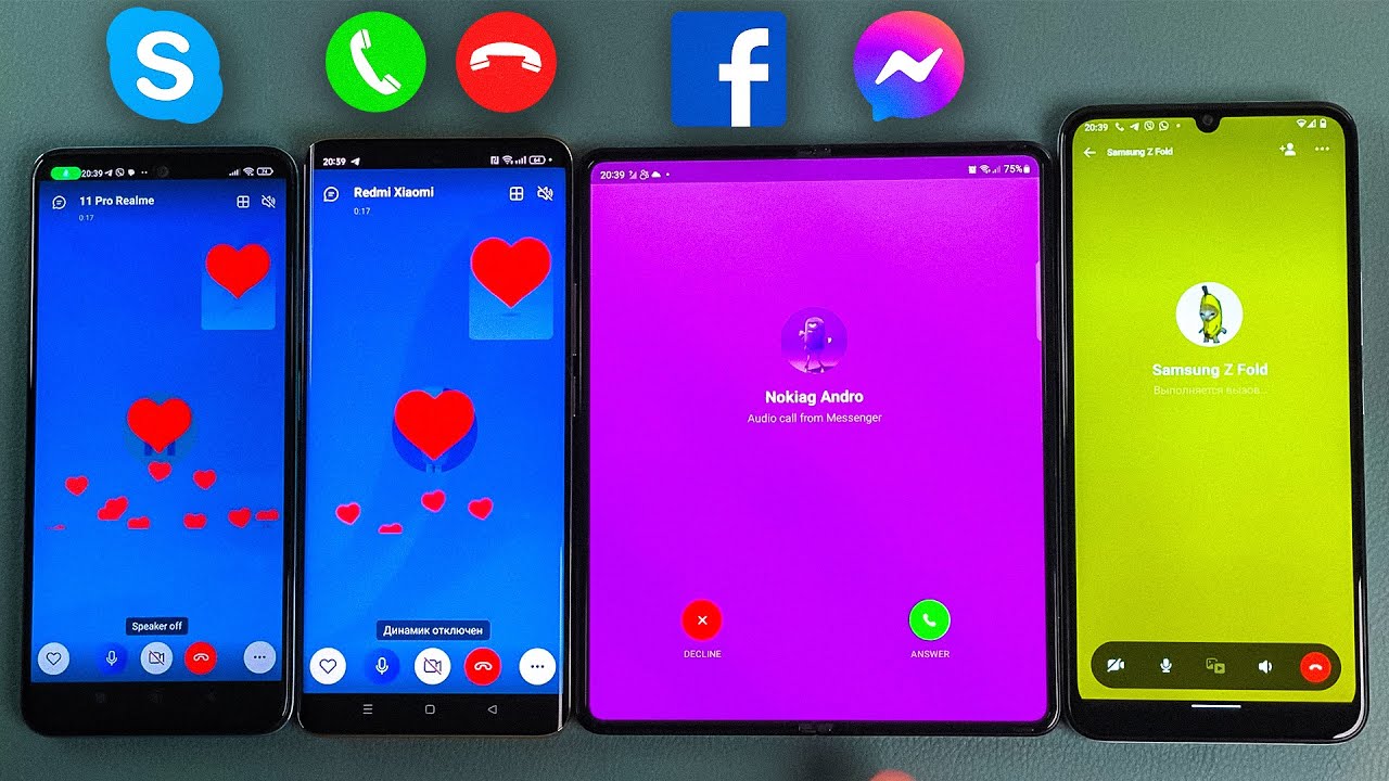 Facebook Messenger & Skype Realme 11 Pro + Z Fold 4 + Xiaomi RN 11 + Nokia G31 Incoming Call