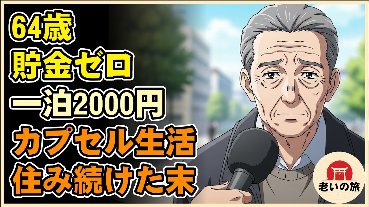 【漫画】64歳で貯金ゼロ。一泊2000円の激安カプセルホテルに住み続けるとどうなるのか？【シニアライフ】【60代以上の方へ】