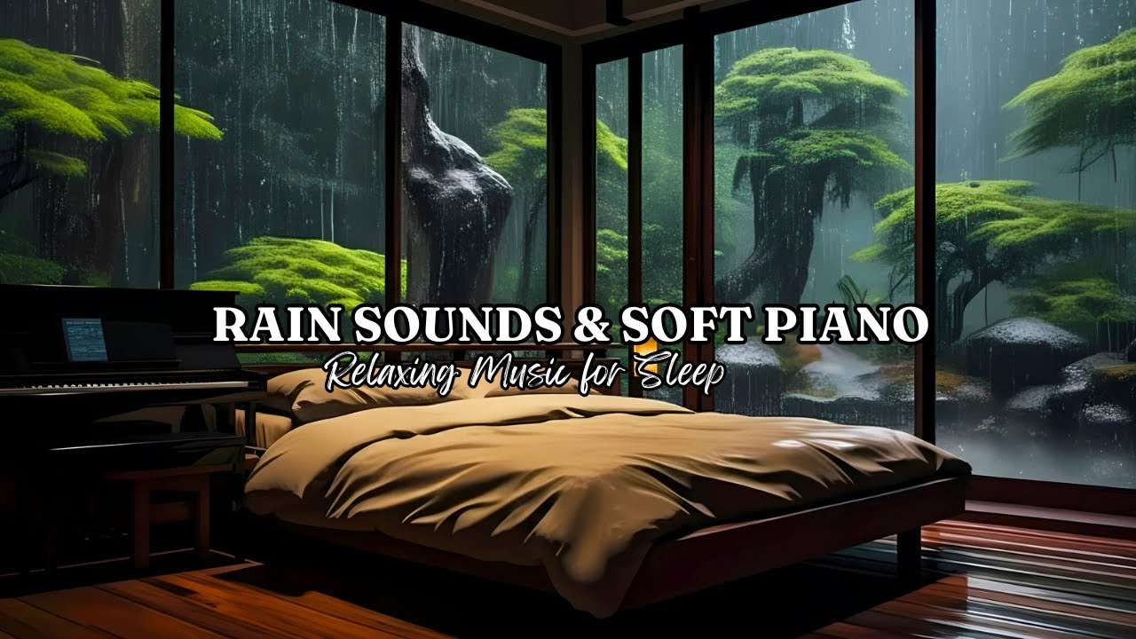 Rain Sounds + Relaxing Piano Music for Sleeping, Insomnia and Stress Relief, Bedroom in the Forest