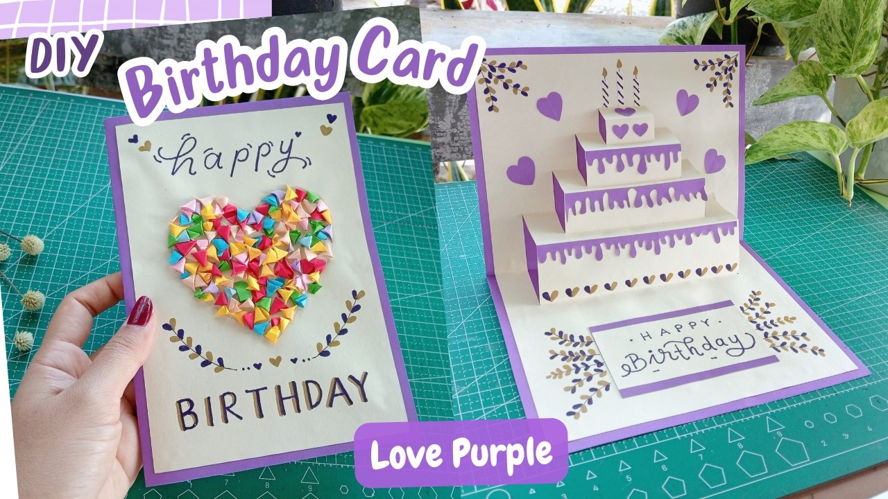 DIY- Birthday Card Cake 3D /Tutorial Kartu Ucapan Ulang Tahun Pop Up Kue / Aesthetic Birthday Card