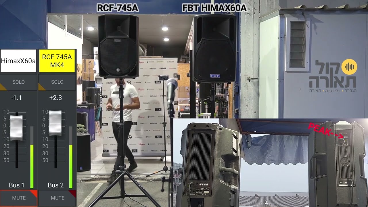 השוואה בין רמקול FBT לרמקול RCF דגמים בתיאור למטה