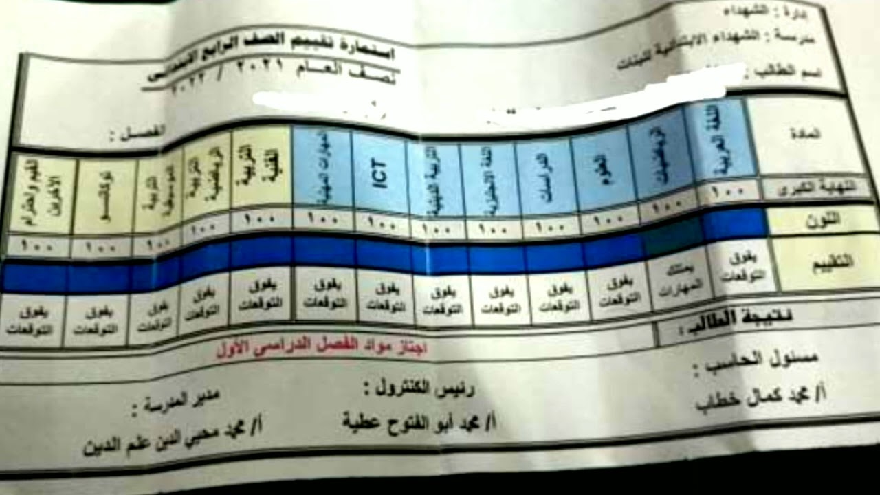 حصري  ظهور نتيجة الصف الرابع  ترم أول بالتفصيل  وبالدليل في بعض المدارس