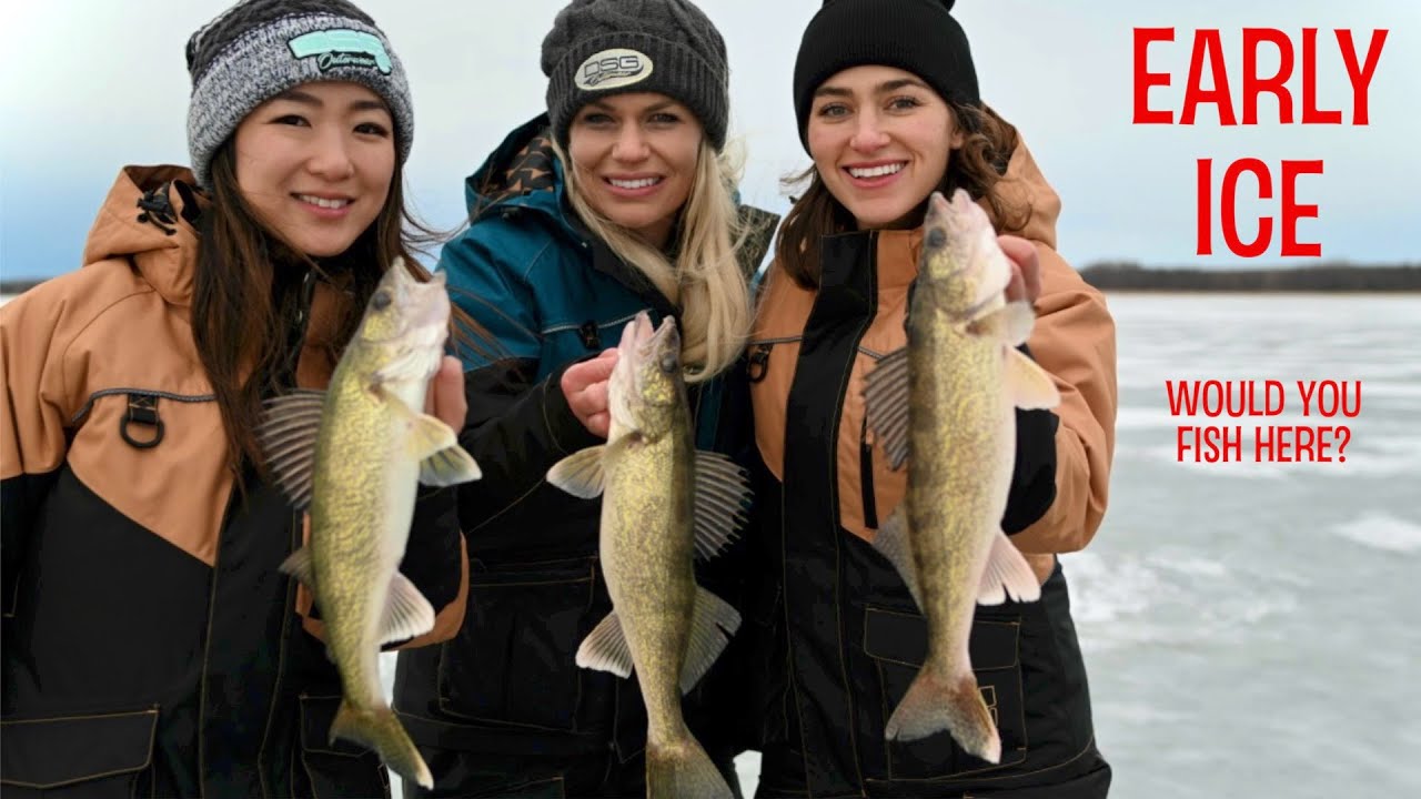 EARLY ICE! Fishing Walleyes and Jumbo Perch on Red Lake