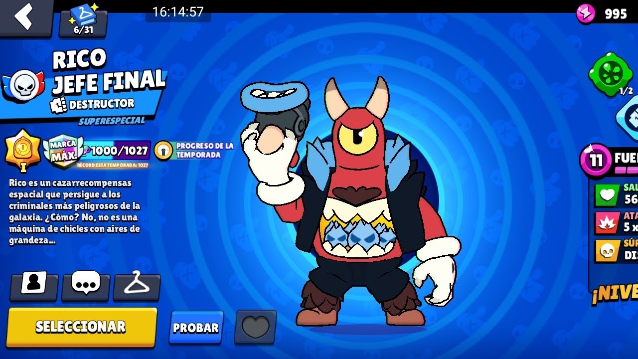 Subiendo a ricochet al rango m&aacute;ximo (1000 copas) en Brawl stars!!