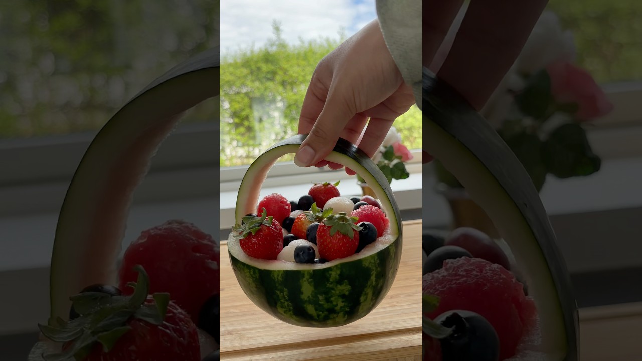 DIY Watermelon Fruit Basket 🍉 #asmr #watermelon #fruit #basket #diy #summer #lifestyle
