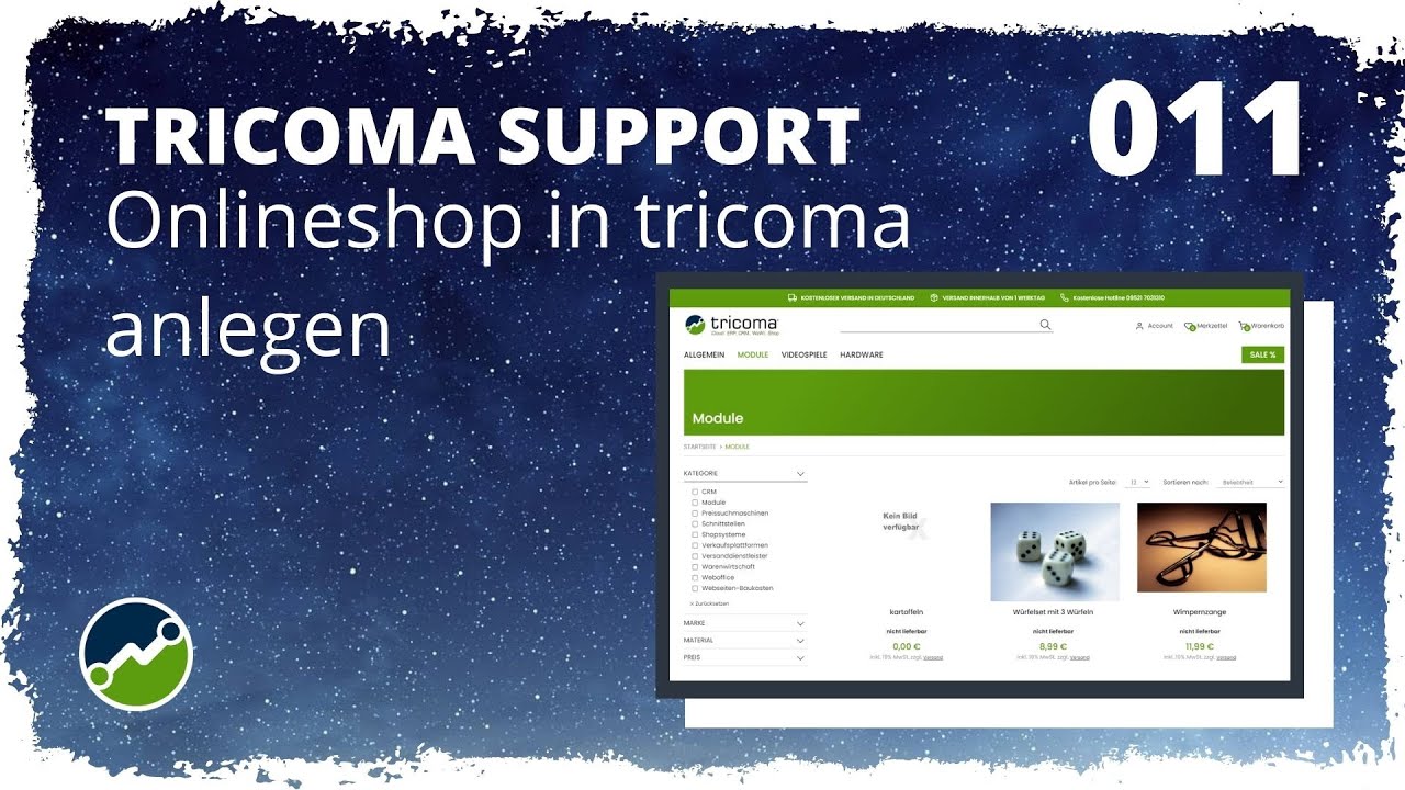 tricoma support #011: Einrichtung eines tricoma Shops von 0 an