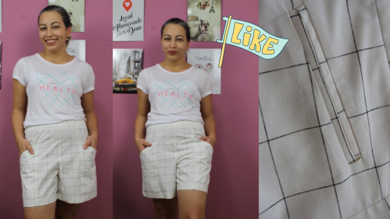 SHORTS COM BOLSO NO RECORTE