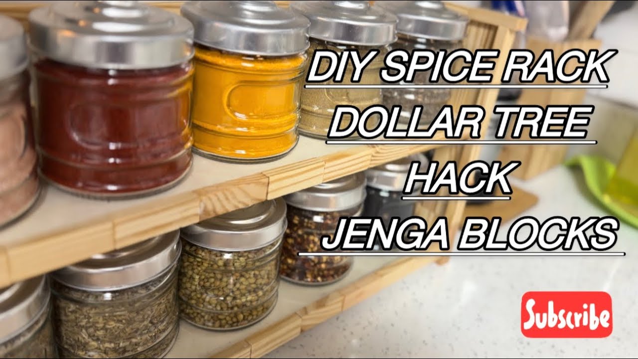 Dollar tree DIY spice rack hack || jenga blocks