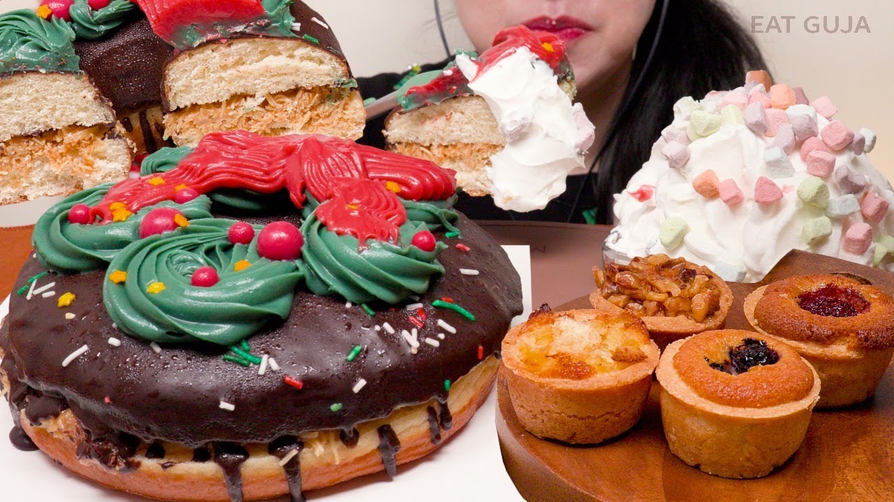 크리스마스 카다이프 점보 도넛 케이크🍩 & 타르트 | 디저트 ASMR 먹방