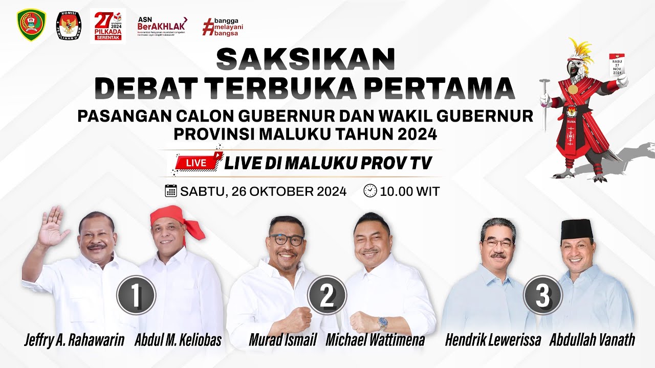 DEBAT TERBUKA PERTAMA PASLON GUBERNUR & WAKIL GUBERNUR PROVINSI MALUKU TAHUN 2024
