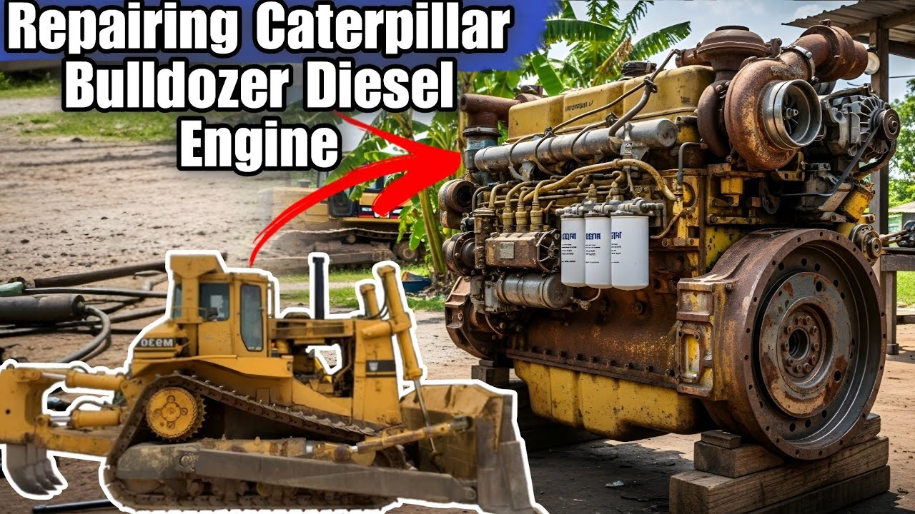 Repairing Caterpillar Bulldozer Diesel Engine ||  Rebuilding CAT Inline 6 Cylinder Diesel Engine